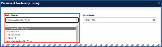 Permanent Week Availability History Window